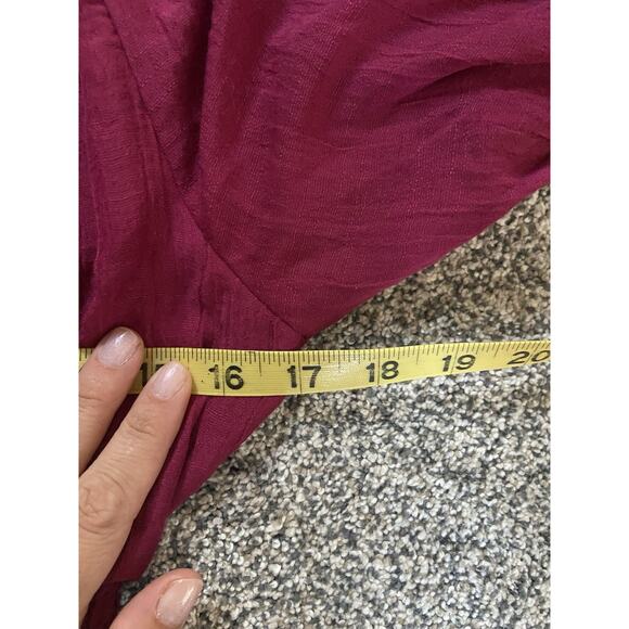 Women's Hint of Blush Peasant Crop Top Medium Burgundy Long Sleeve Romantic - Picture 5 of 6